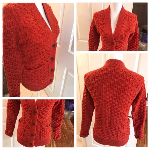 Retro Rag&Bone Red Knit Texture Cardigan - Picture 4 of 4